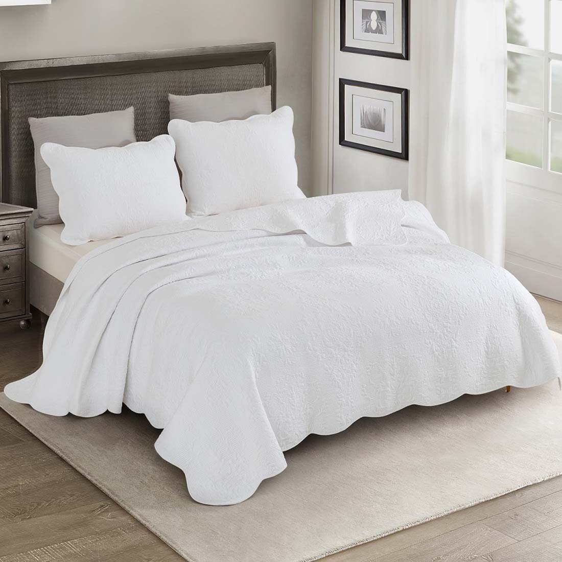 Cracker Barrel Whole Cloth Quilt King size/2 shams 100 cotton New