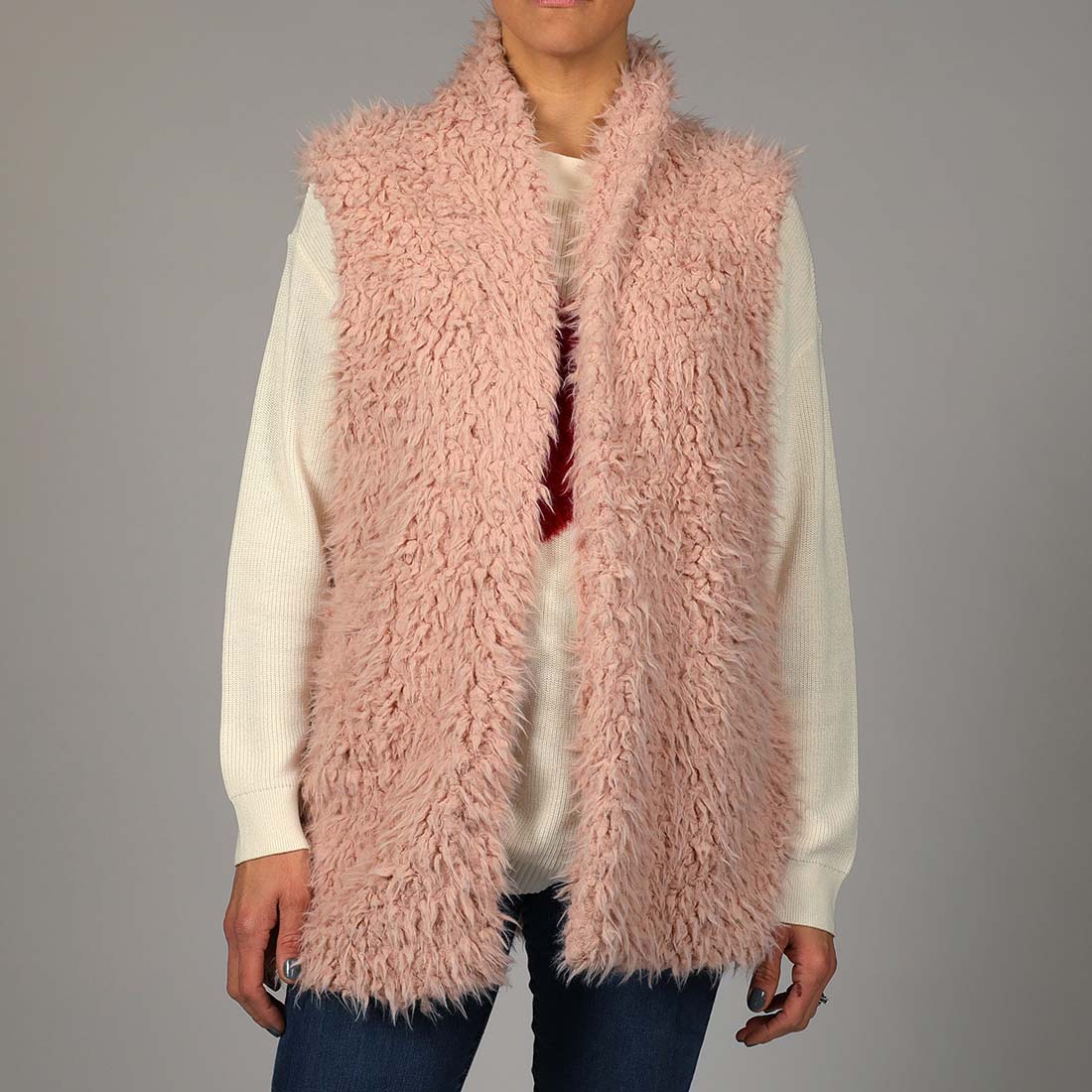 pink fuzzy vest