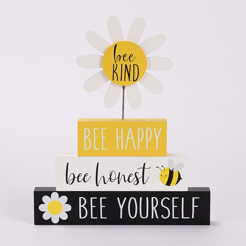 Bee Block Sign Bee Kind Be Happy Block Sign